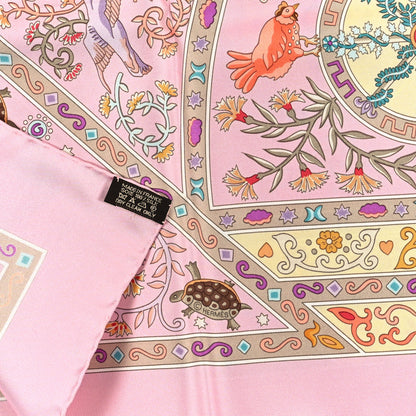 Hermes Silk Peuple du Vent Scarf 90 Rose Turquoise Clair Violine 3 of 3