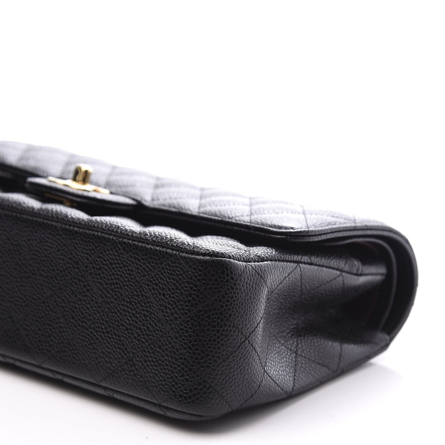 Caviar Quilted Medium Double Flap Black