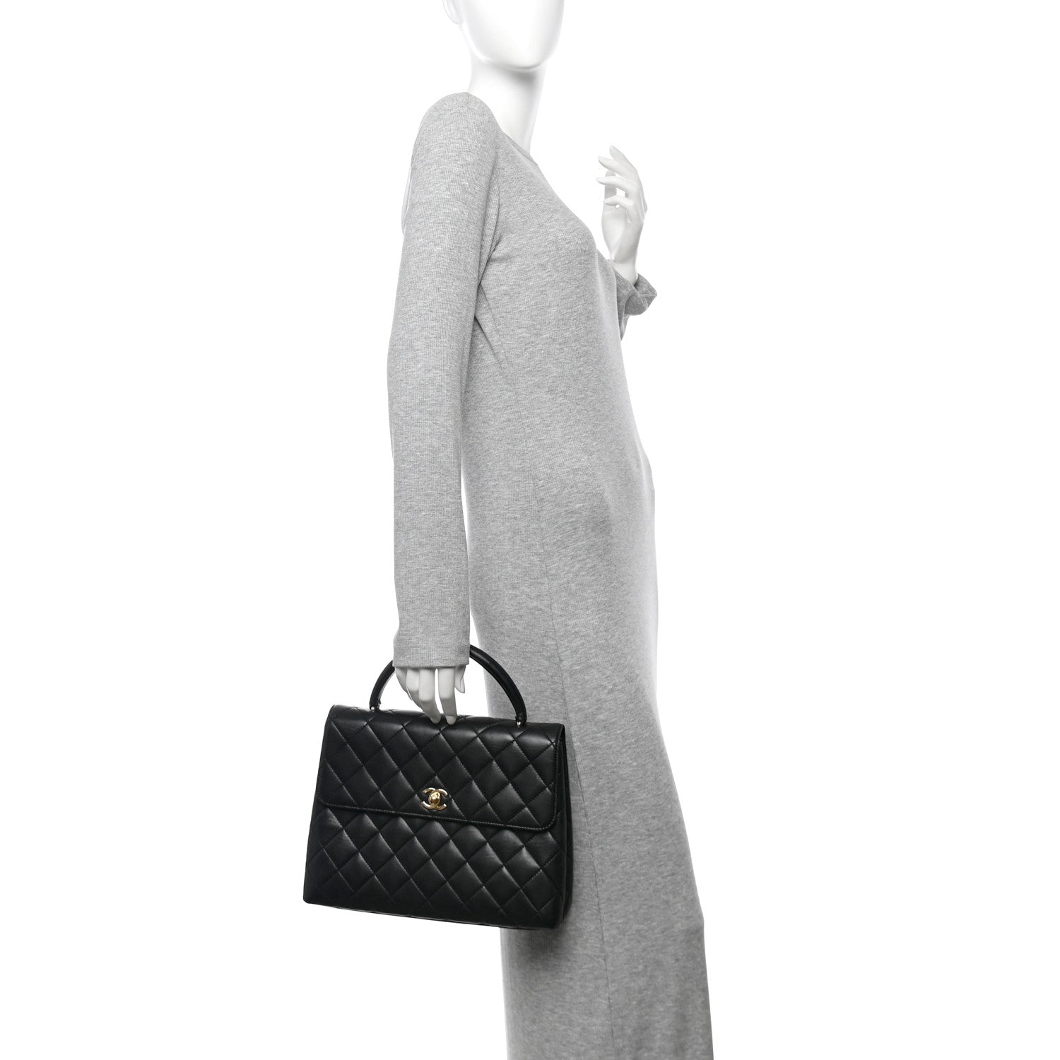 Chanel Lambskin Quilted Jumbo Kelly Flap Bag Black 2 of 11