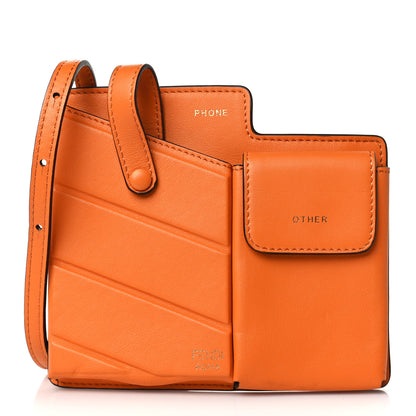 Fendi Vitello Grace Matte Two Pocket Mini Crossbody Aranciata 1 of 7