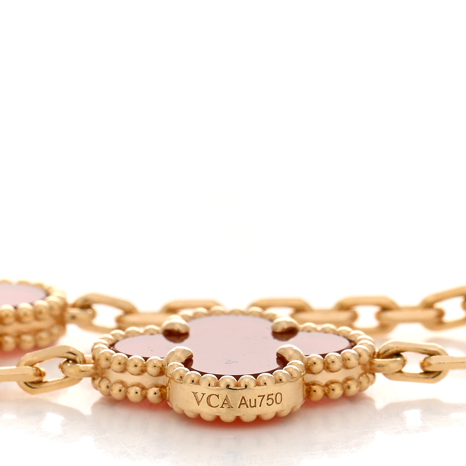 Van Cleef & Arpels 18K Yellow Gold Carnelian 5 Motifs Vintage Alhambra Bracelet 3 of 5