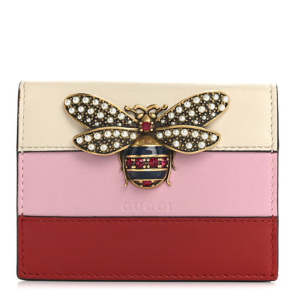 Gucci Calfskin Queen Margaret Card Case Wallet Sugar Pink Hibiscus Red Mystic White 1 of 13