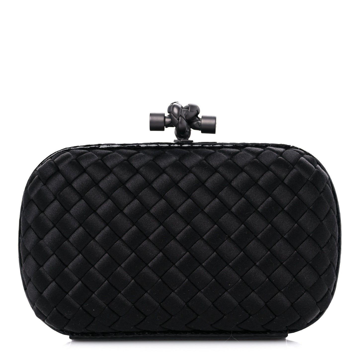 Satin Intreccio Impero Ayers Knot Clutch Black