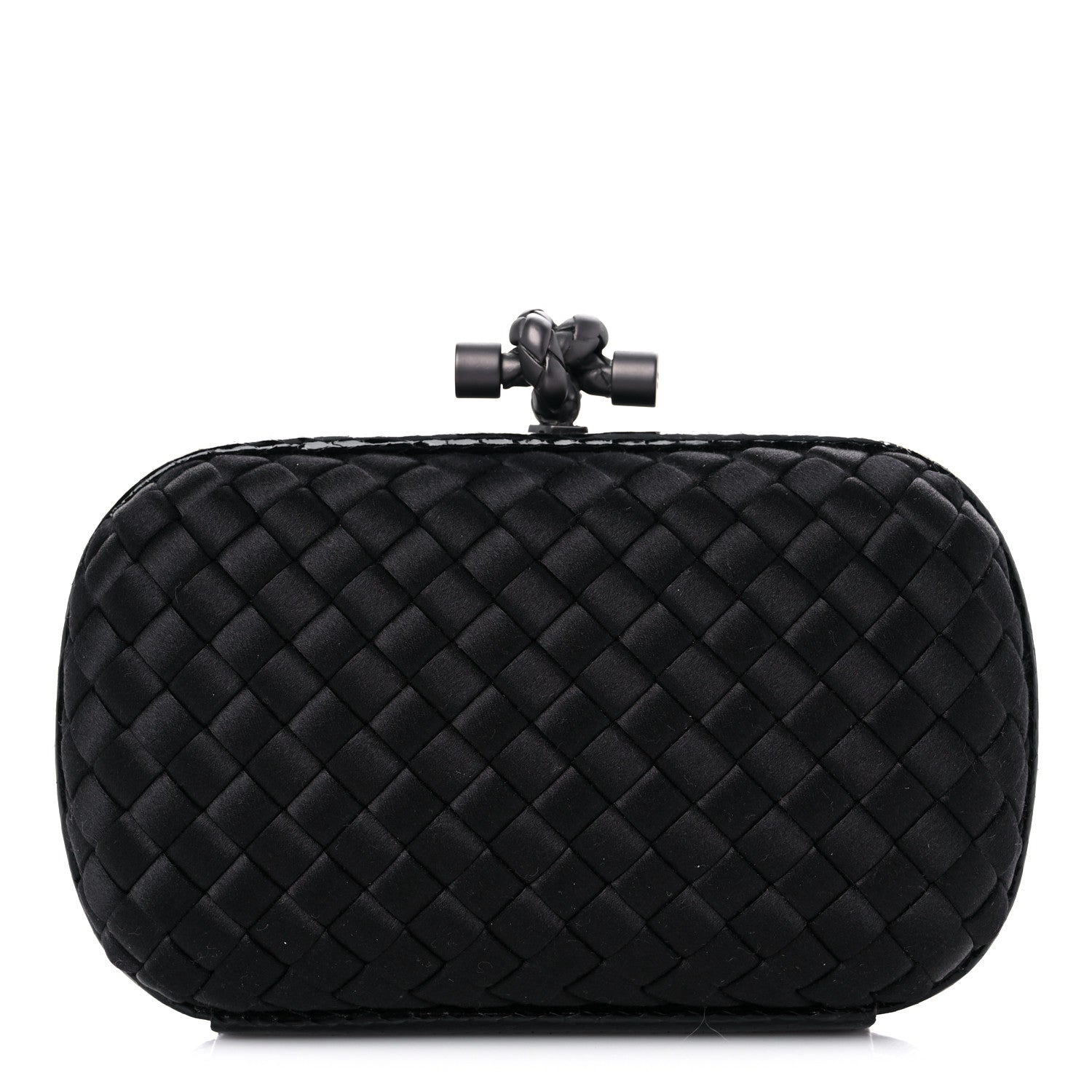 Bottega Veneta Satin Intreccio Impero Ayers Knot Clutch Black 1 of 8