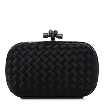 Bottega Veneta Satin Intreccio Impero Ayers Knot Clutch Black 1 of 8
