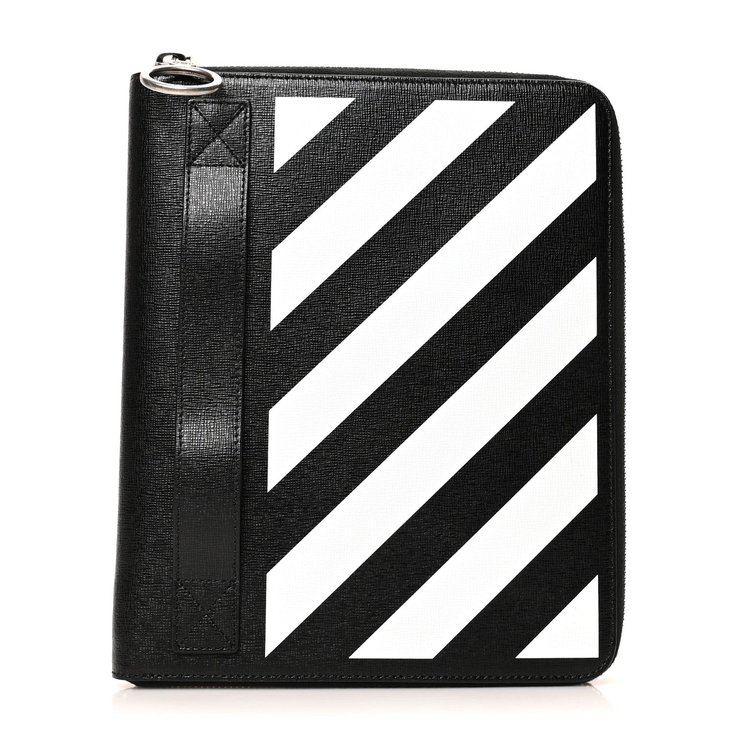 Off-White Saffiano Striped Diag Agenda Black White 1 of 9