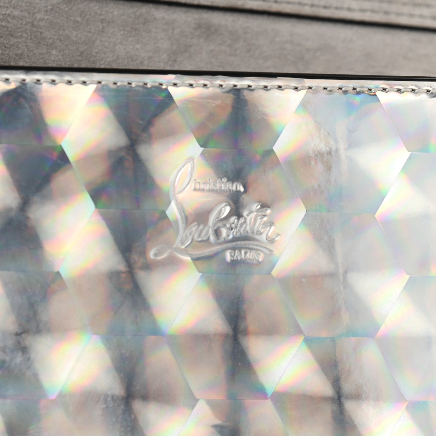 Metallic Calfskin Spikes Paloma Clutch Silver