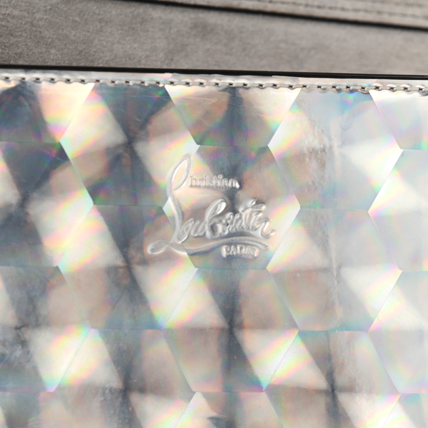 Christian Louboutin Metallic Calfskin Spikes Paloma Clutch Silver 6 of 8