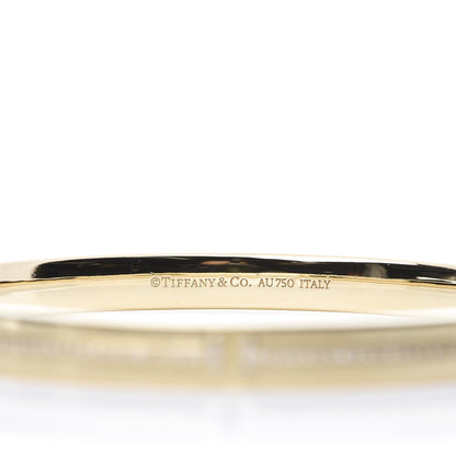 Tiffany 18K Yellow Gold Diamond T Hinged Bangle Bracelet 4 of 5