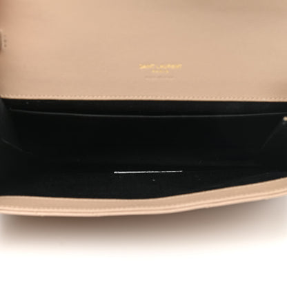Saint Laurent Grain De Poudre Matelasse Chevron Monogram Envelope Clutch Dark Beige 5 of 8