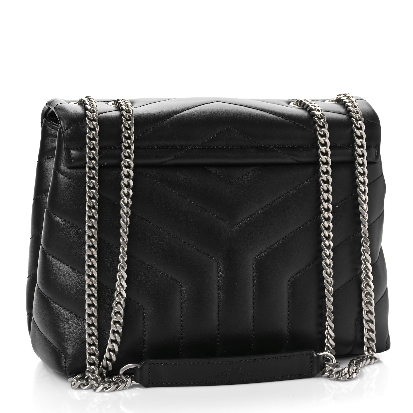 Calfskin Y Quilted Monogram Small Loulou Chain Satchel Black