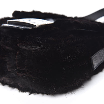 Fendi Rabbit Fur Crystal Baguette Black 8 of 10