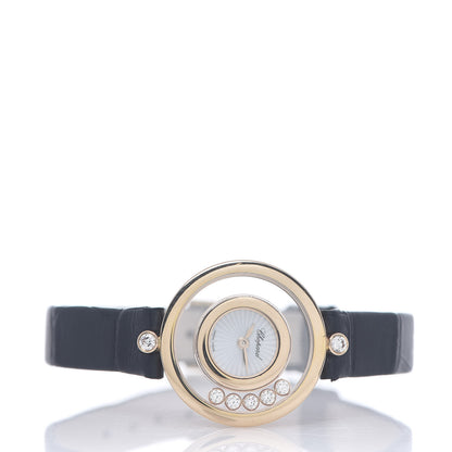 Chopard 18K Rose Gold Alligator 5 Diamond 25mm Happy Diamonds Quartz Watch 2 of 5