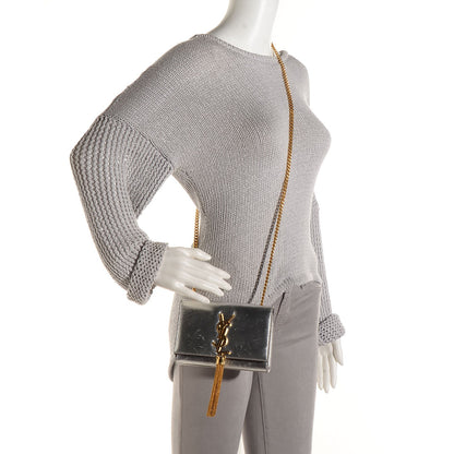 Saint Laurent Calfskin Small Classic Monogram Kate Tassel Satchel Silver 2 of 9