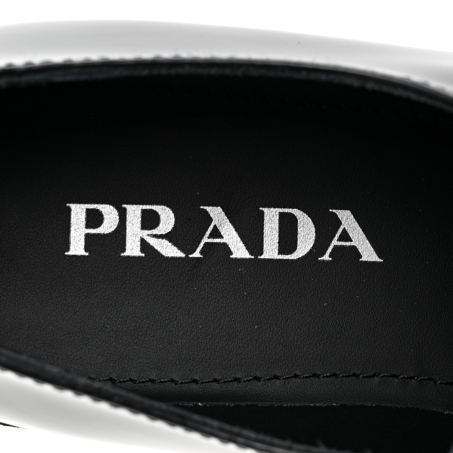 Prada Spazzolato Metal Triangle Logo 50mm Loafers 37.5 Black 7 of 8