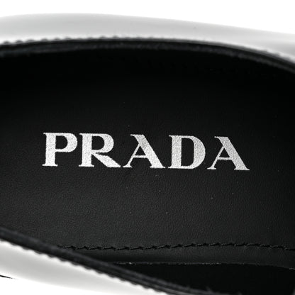 Prada Spazzolato Metal Triangle Logo 50mm Loafers 37.5 Black 7 of 8