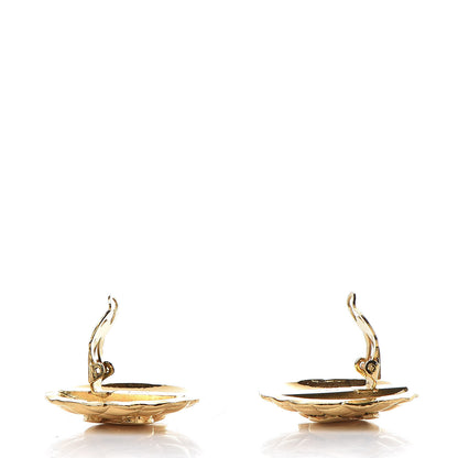 Chanel Metal Quilted CC Round Clip On Earrings Gold 3 of 5