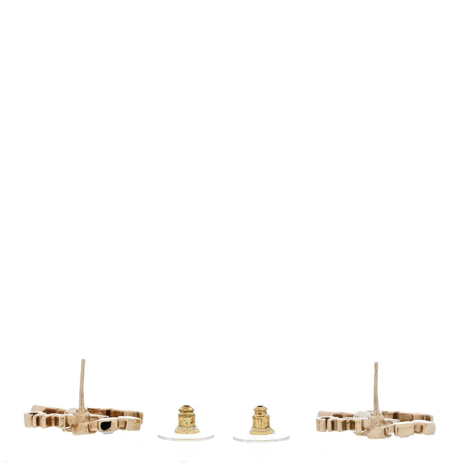 Chanel Baguette Crystal Logo CC Earrings Gold 3 of 5