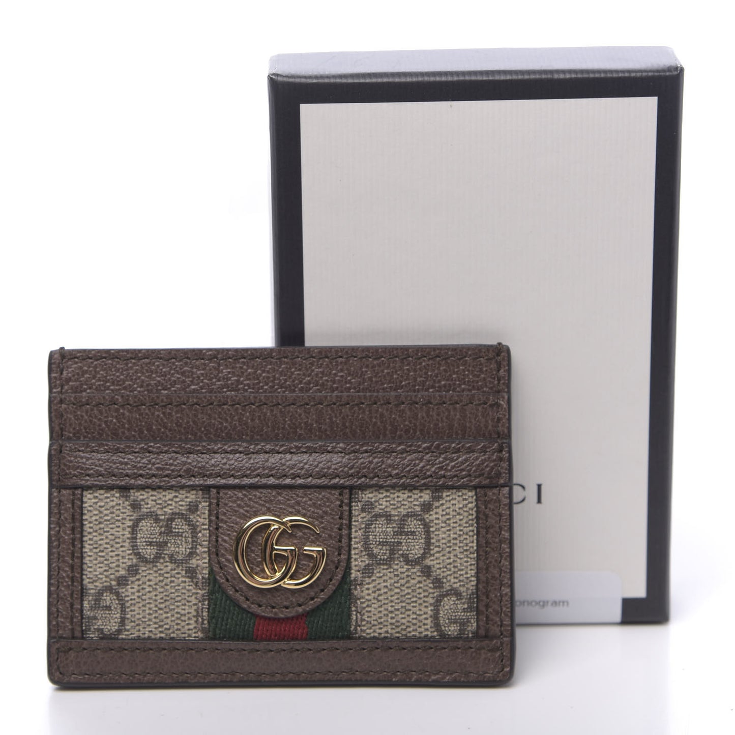 GG Supreme Monogram Ophidia Card Holder Brown