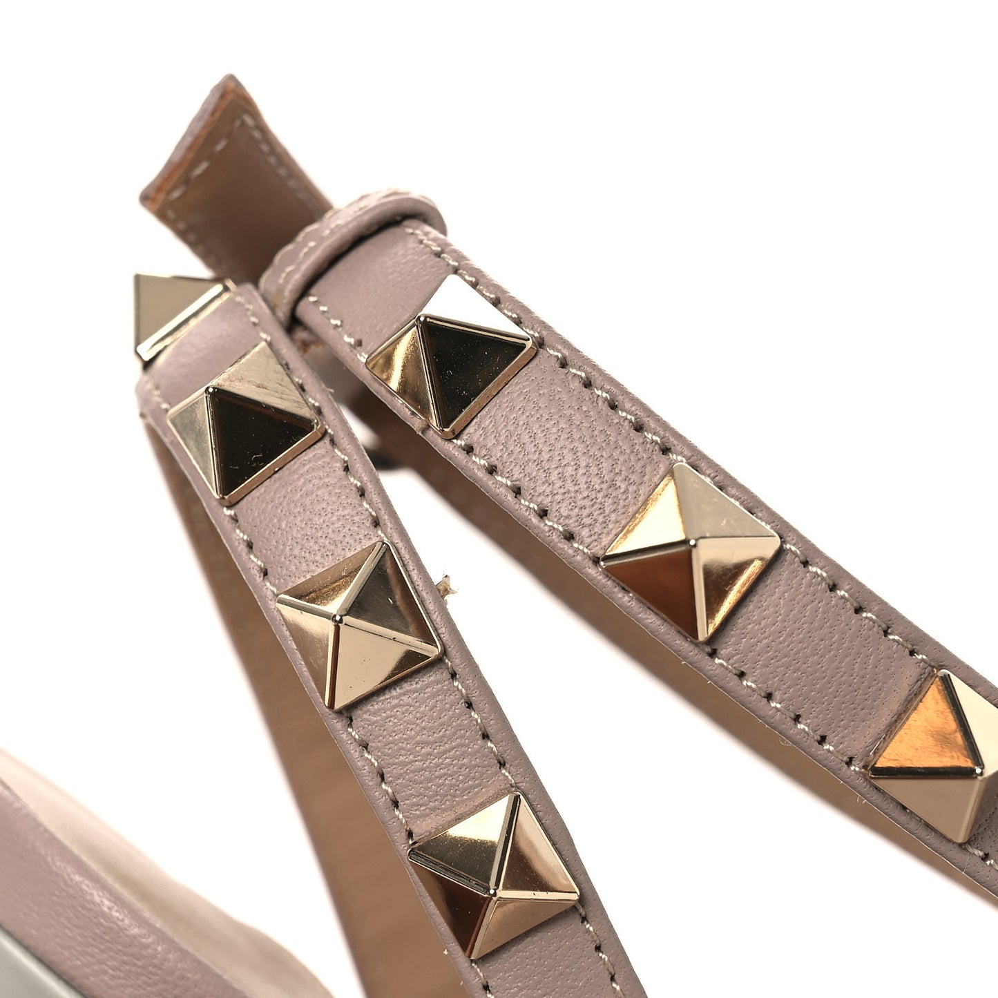 Calfskin Nappa Rockstud Ankle Strap 100mm Pumps 36 Pastel Grey Poudre