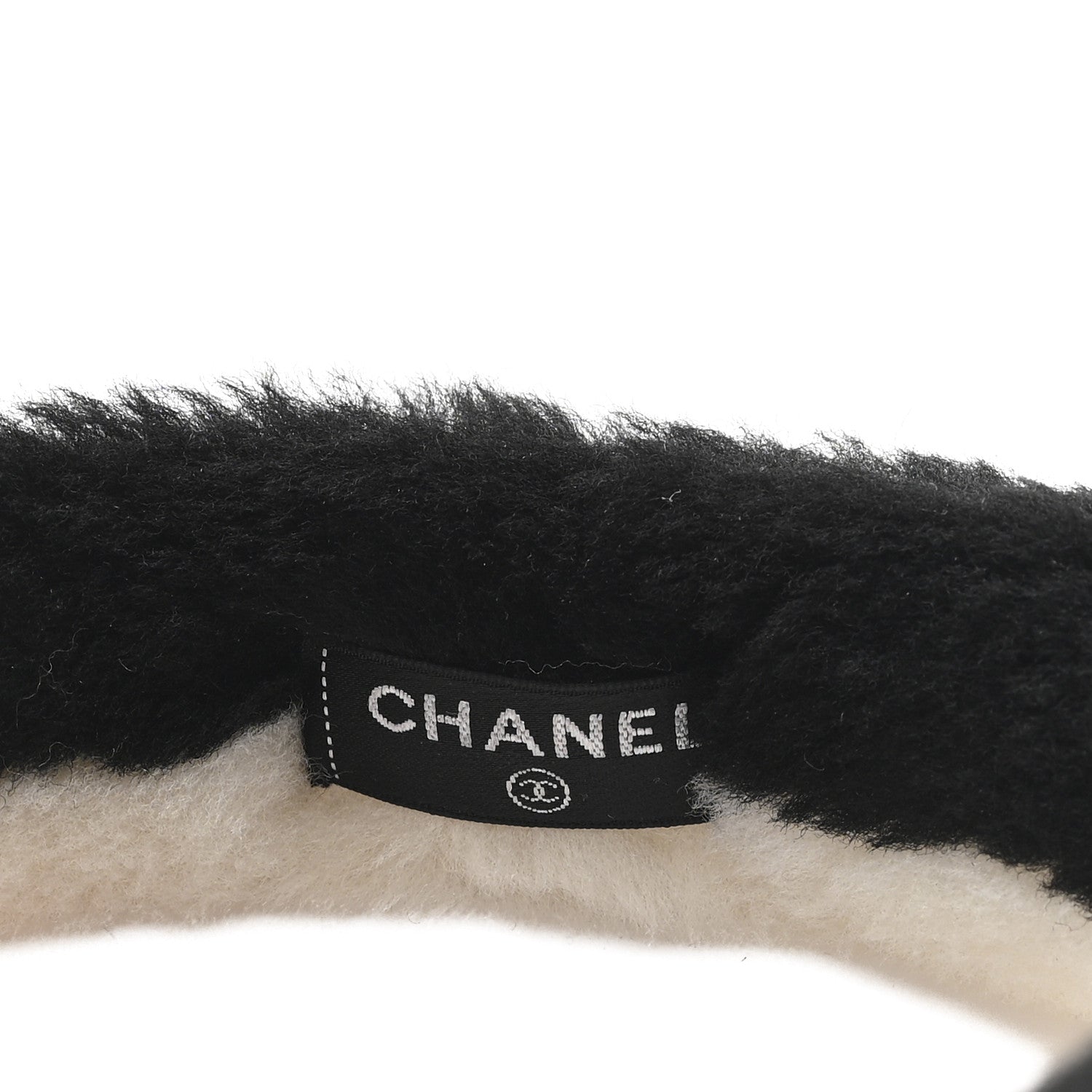 Chanel Shearling CC Ear Muffs Black White 5 of 6
