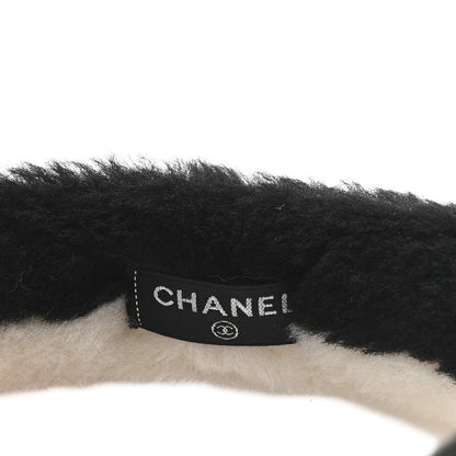 Chanel Shearling CC Ear Muffs Black White 5 of 6