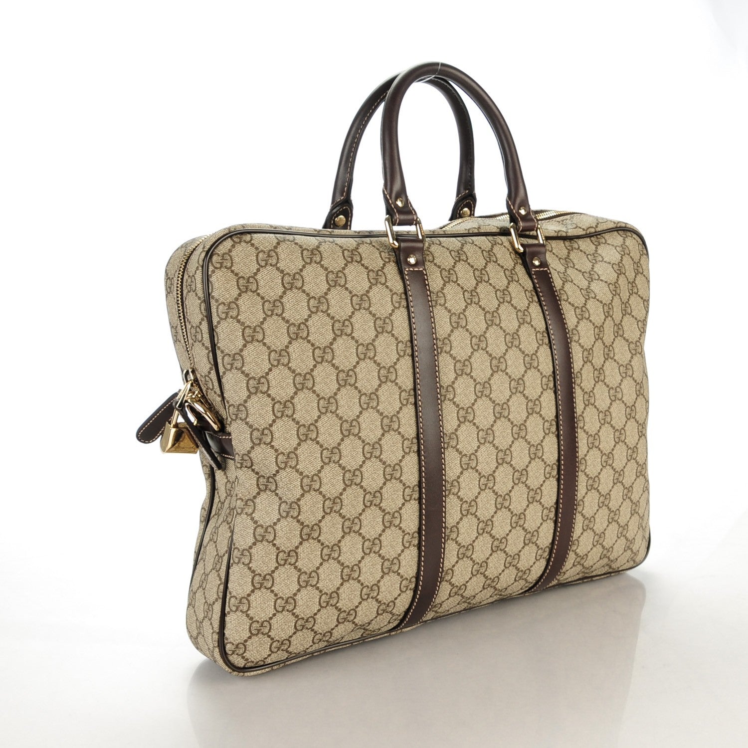 Gucci GG Supreme Monogram Selleria Calfskin Briefcase Beige Ebony Cocoa 3 of 7
