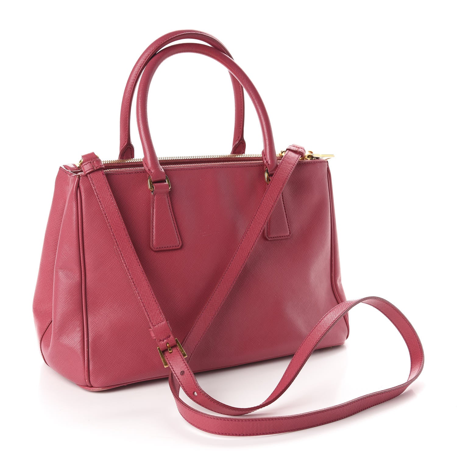 Prada Saffiano Small Galleria Double Zip Tote Fuxia 3 of 16
