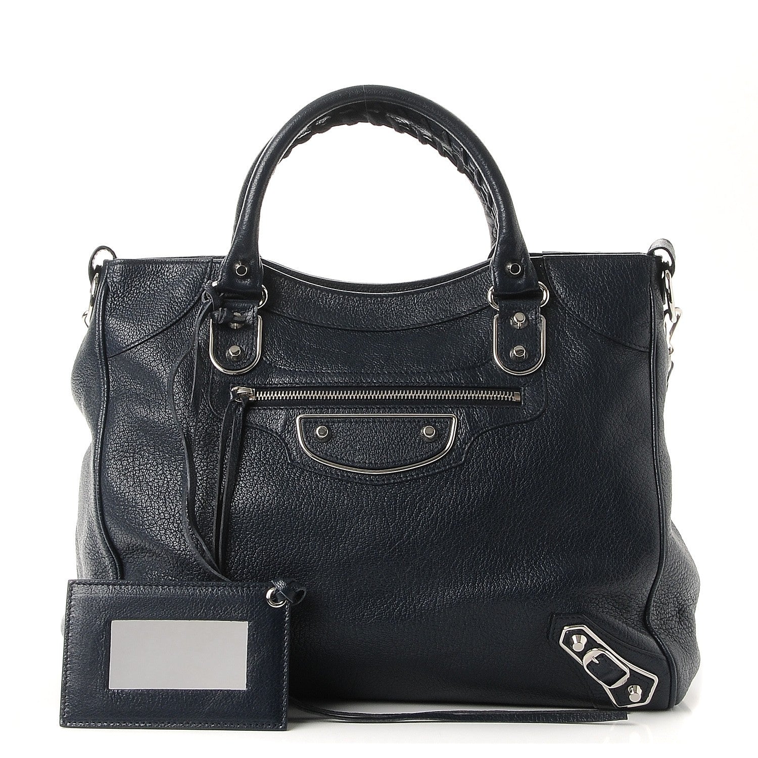 Balenciaga Chevre Silver Metallic Edge Hardware Velo Bleu Nuit Dark Sea 1 of 7