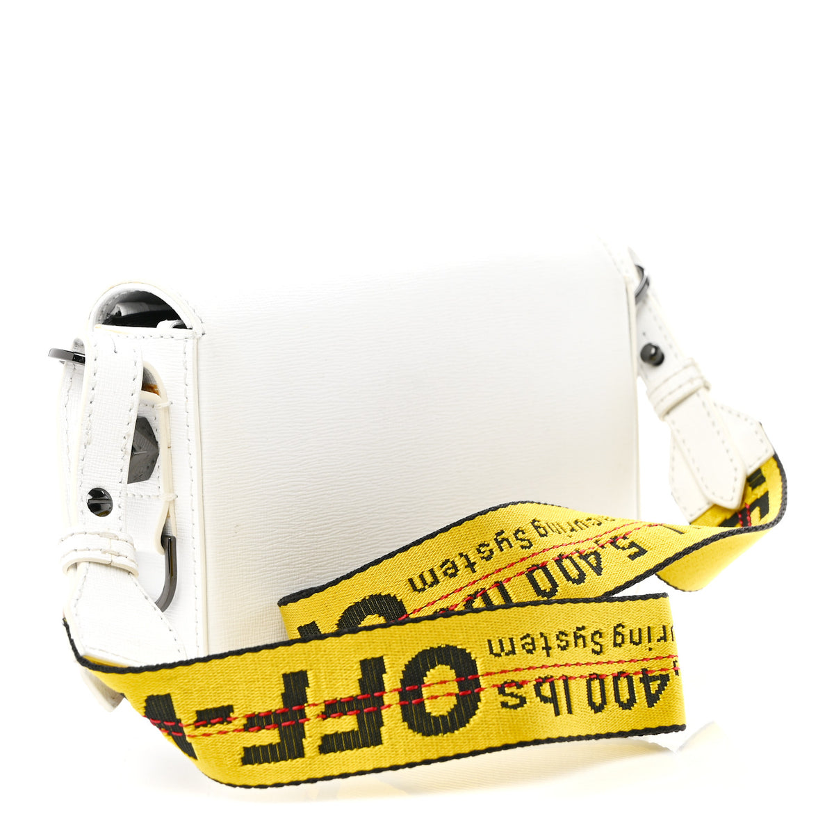 Calfskin Mini Binder Clip Bag White
