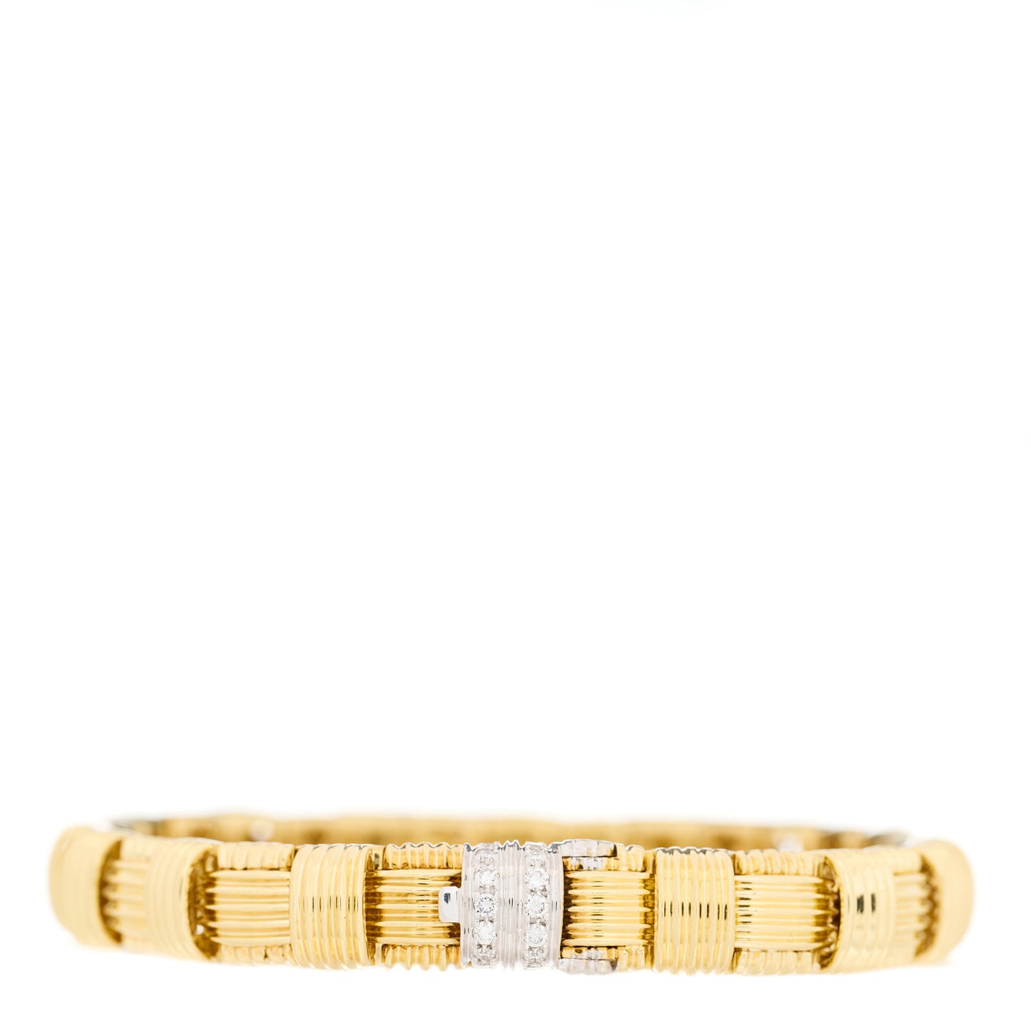 18K Yellow White Gold Diamond Appassionata Basket Weave Bracelet