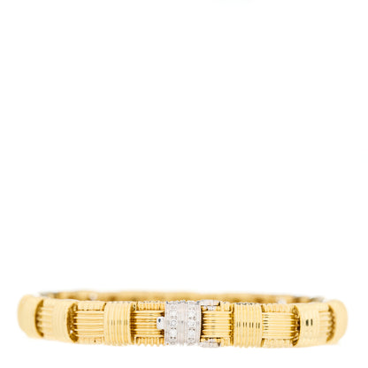 Roberto Coin 18K Yellow White Gold Diamond Appassionata Basket Weave Bracelet 1 of 4