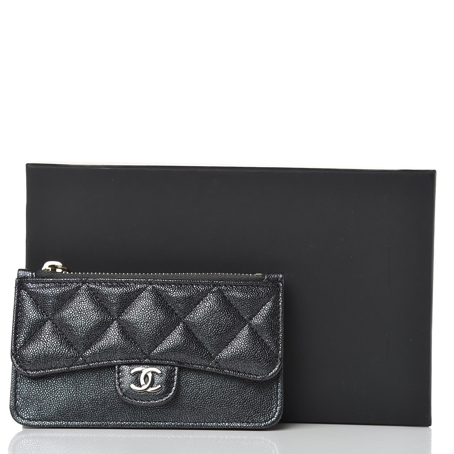 Chanel Iridescent Caviar Quilted Flap Zip Card Holder Black 8 of 8