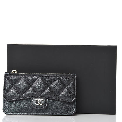 Chanel Iridescent Caviar Quilted Flap Zip Card Holder Black 8 of 8