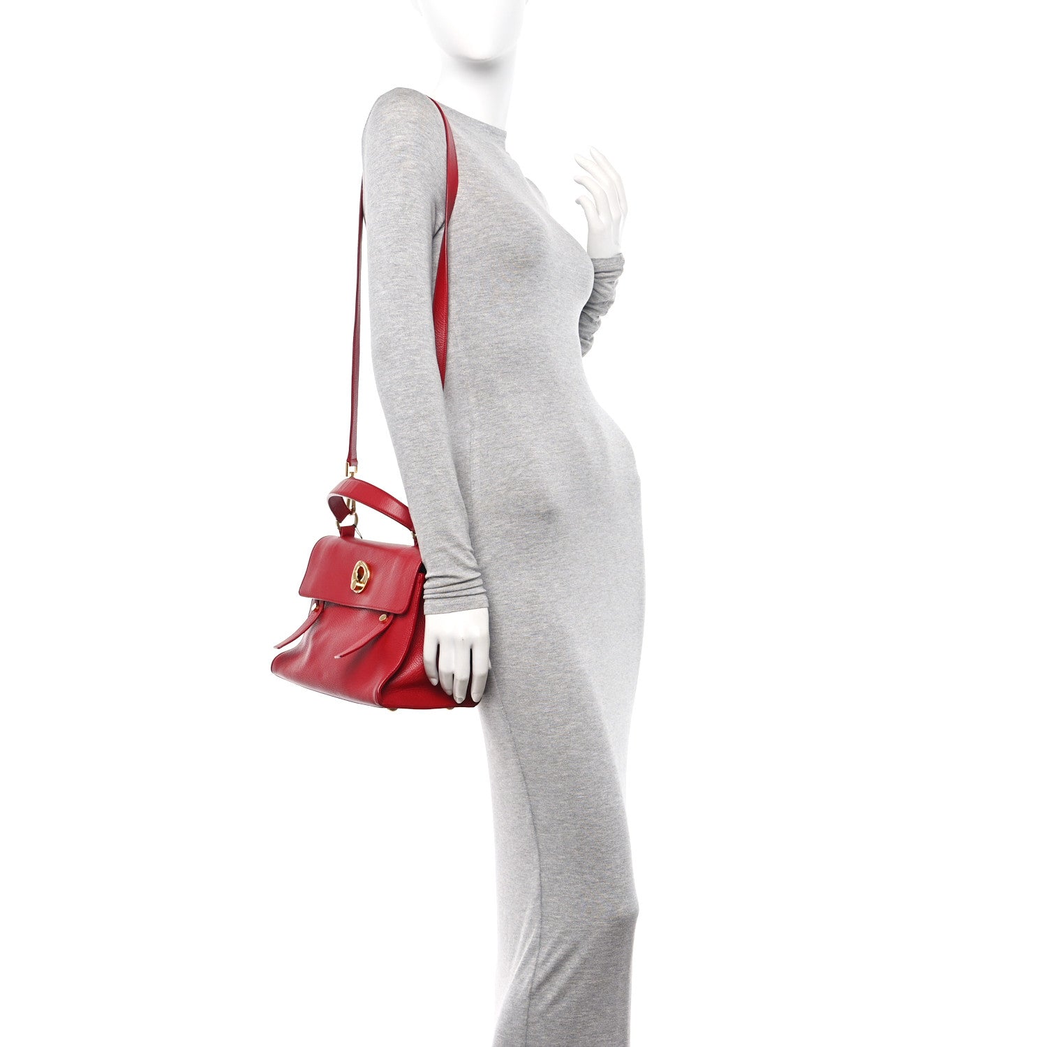 Saint Laurent Calfskin Canvas Small Muse Two Red 2 of 18