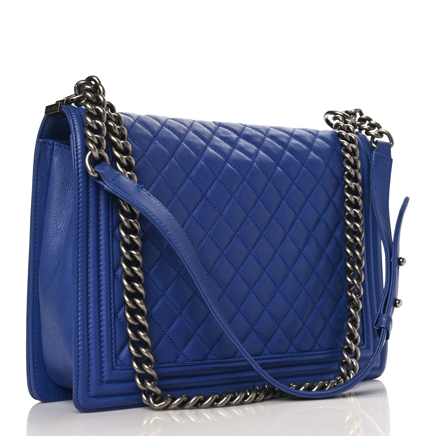 Chanel Calfskin Quilted Large Boy Flap Blue 2 of 10