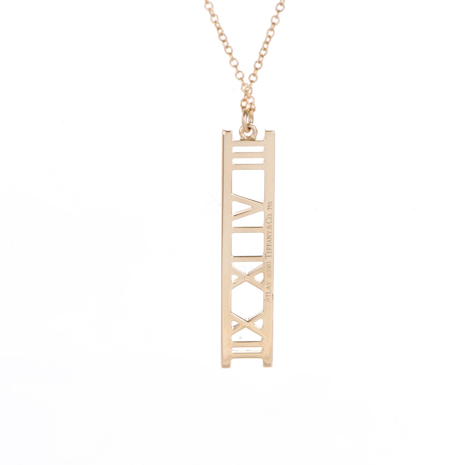 Tiffany 18K Yellow Gold Atlas Bar Pendant Necklace 5 of 5