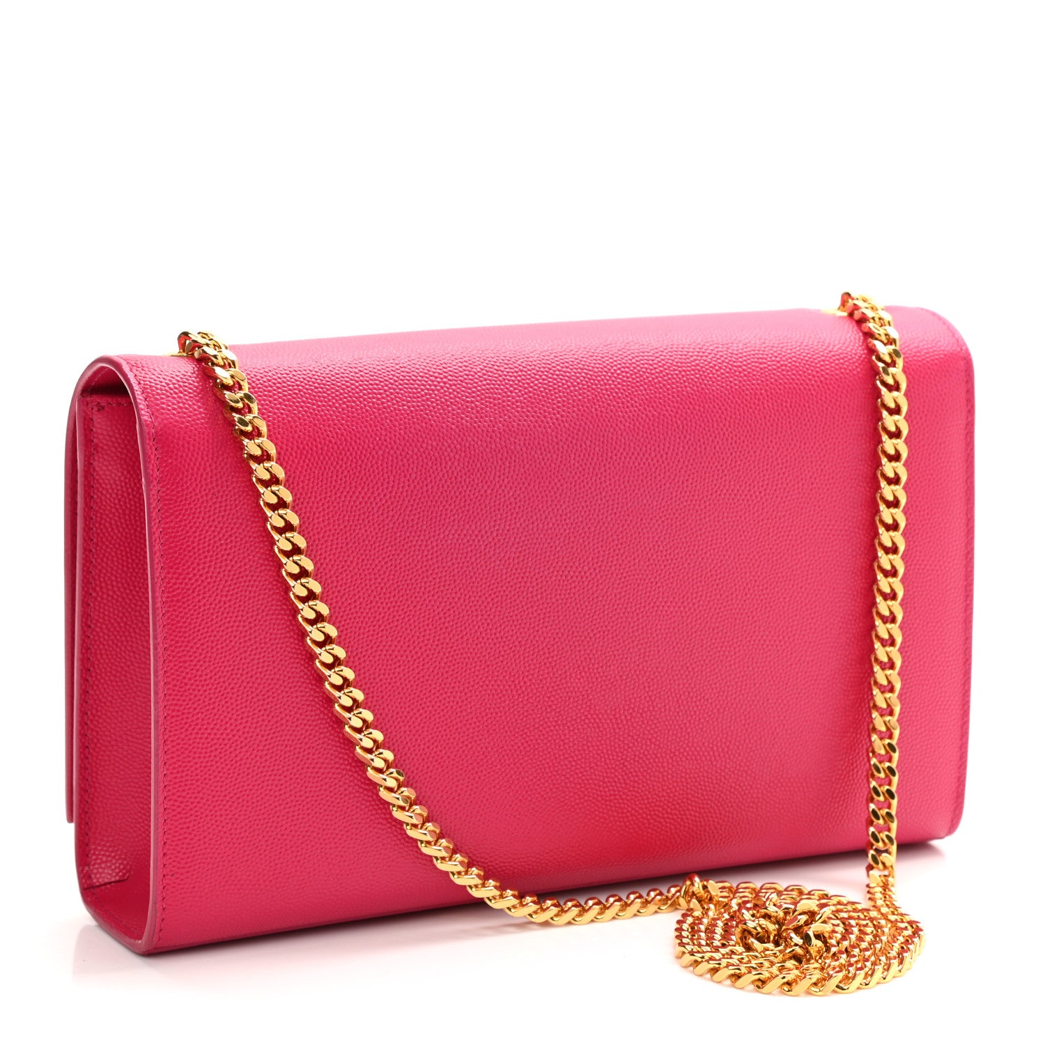 Saint Laurent Grain De Poudre Medium Monogram Kate Satchel Lipstick Fuchsia 2 of 9