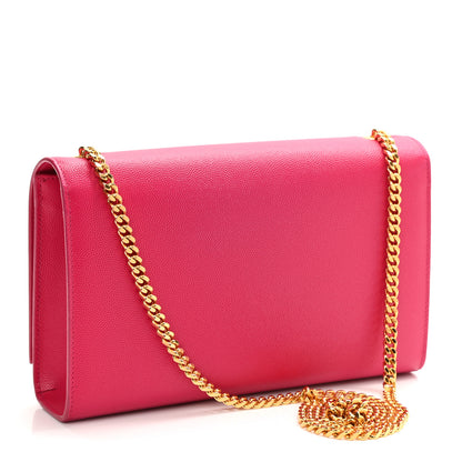 Saint Laurent Grain De Poudre Medium Monogram Kate Satchel Lipstick Fuchsia 2 of 9