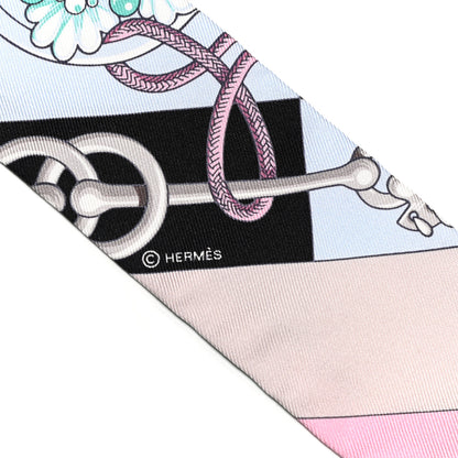 Hermes Silk Cliquetis Twilly Black Rose Menthol 3 of 4