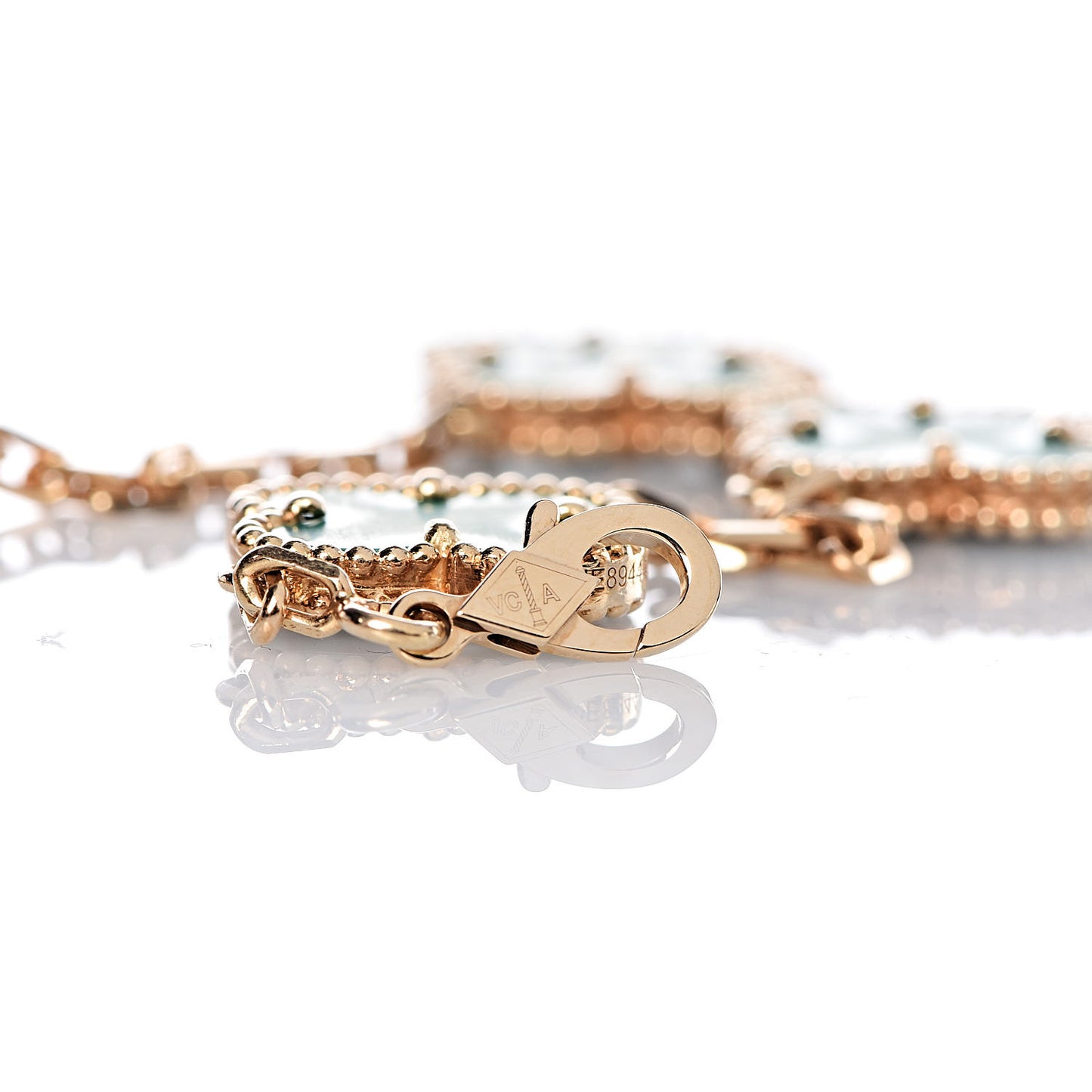 18K Yellow Gold Malachite 5 Motifs Vintage Alhambra Bracelet