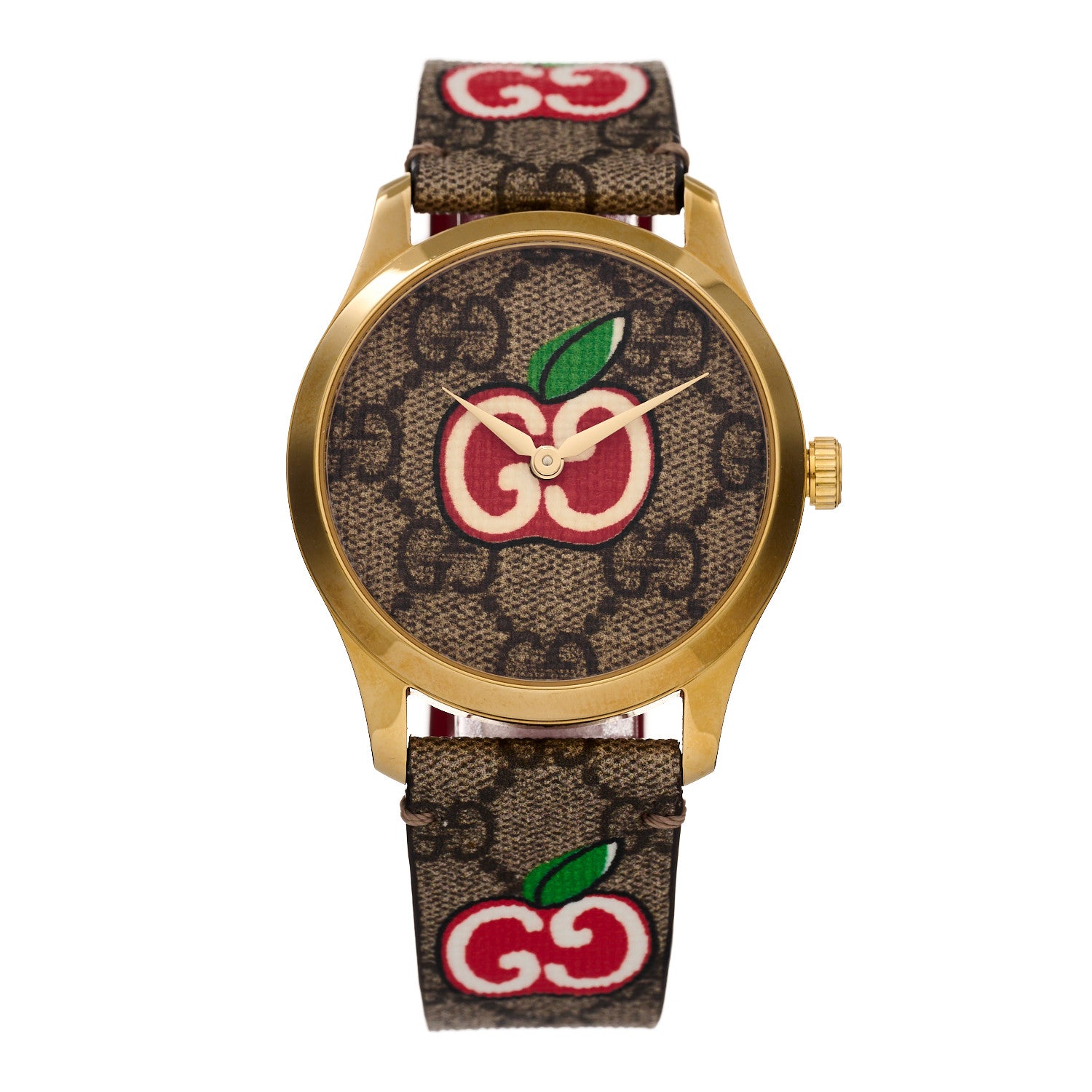 Gucci Stainless Steel Canvas 38mm G-Timeless Chinese Valentine's GG Apple Quartz Watch Brown 1 of 5