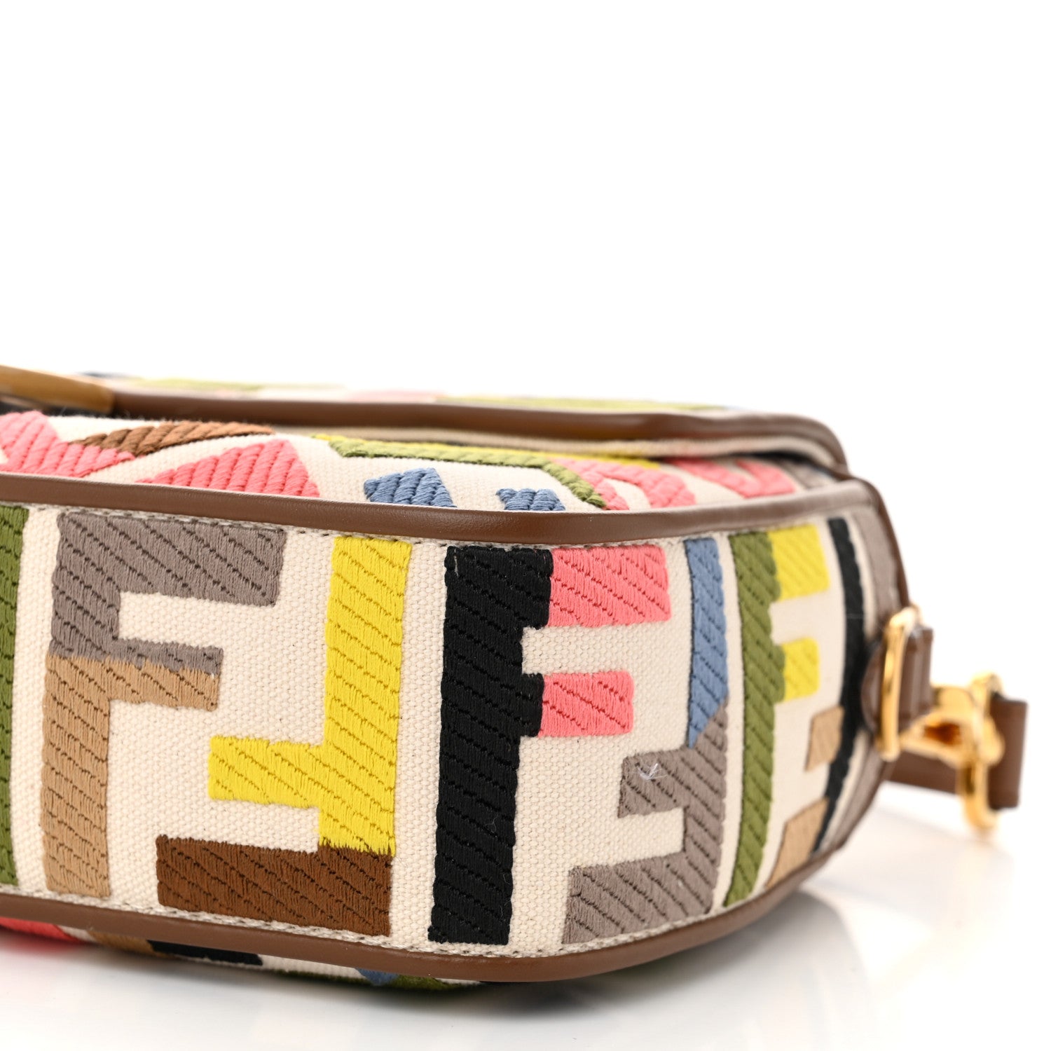 Fendi Canvas Ricamo Vitello King FF Multicolor Embroidered Baguette Grezzo Multicolor Gianduia 10 of 10