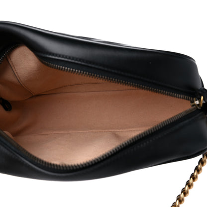 Gucci Calfskin Matelasse Small GG Marmont Chain Shoulder Bag Black 5 of 9