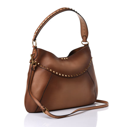 Valentino Garavani Buffed Calfskin Medium Twinkle Studs Hobo Camel 2 of 4