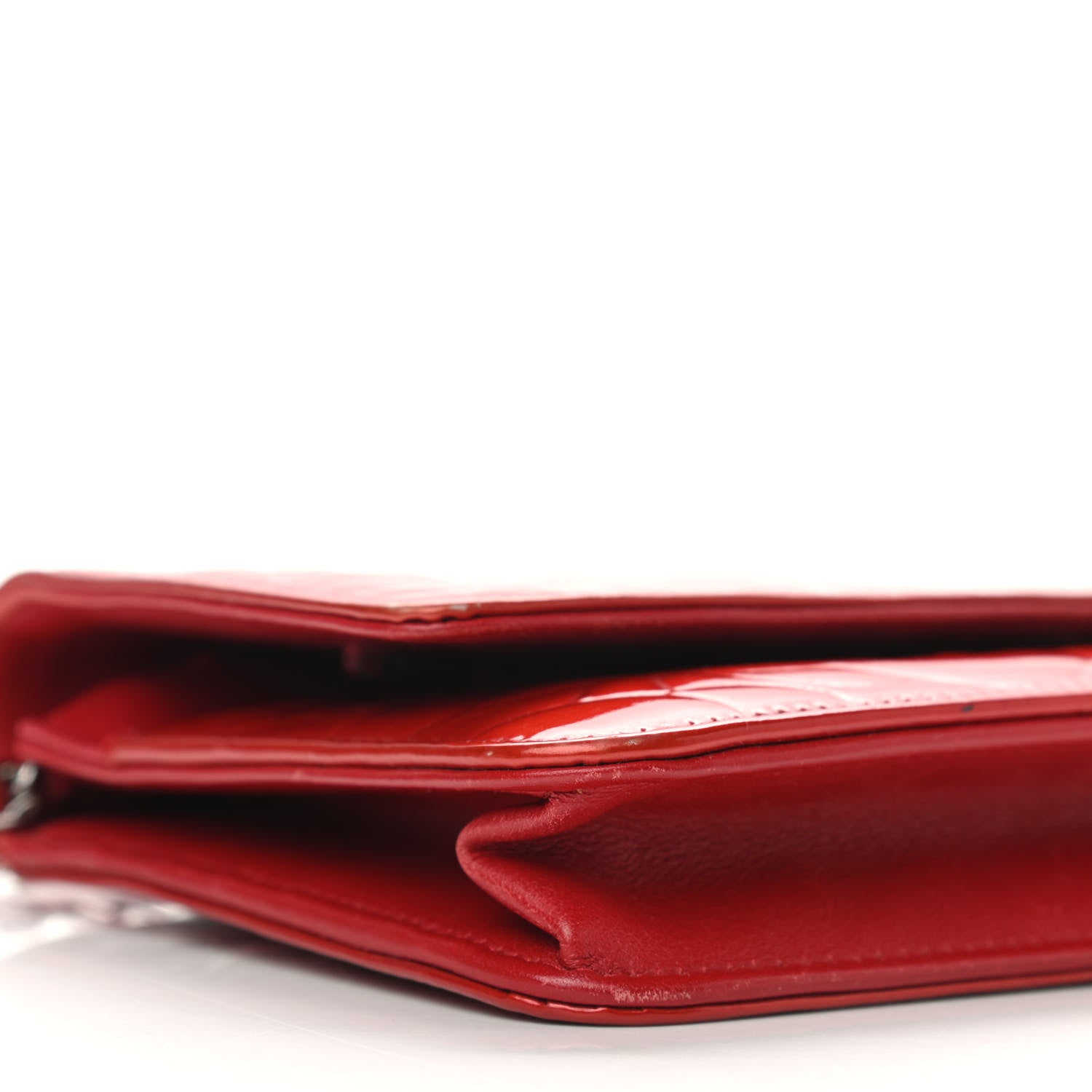 Chanel Patent Camellia Embossed Wallet On Chain WOC Red 8 of 15