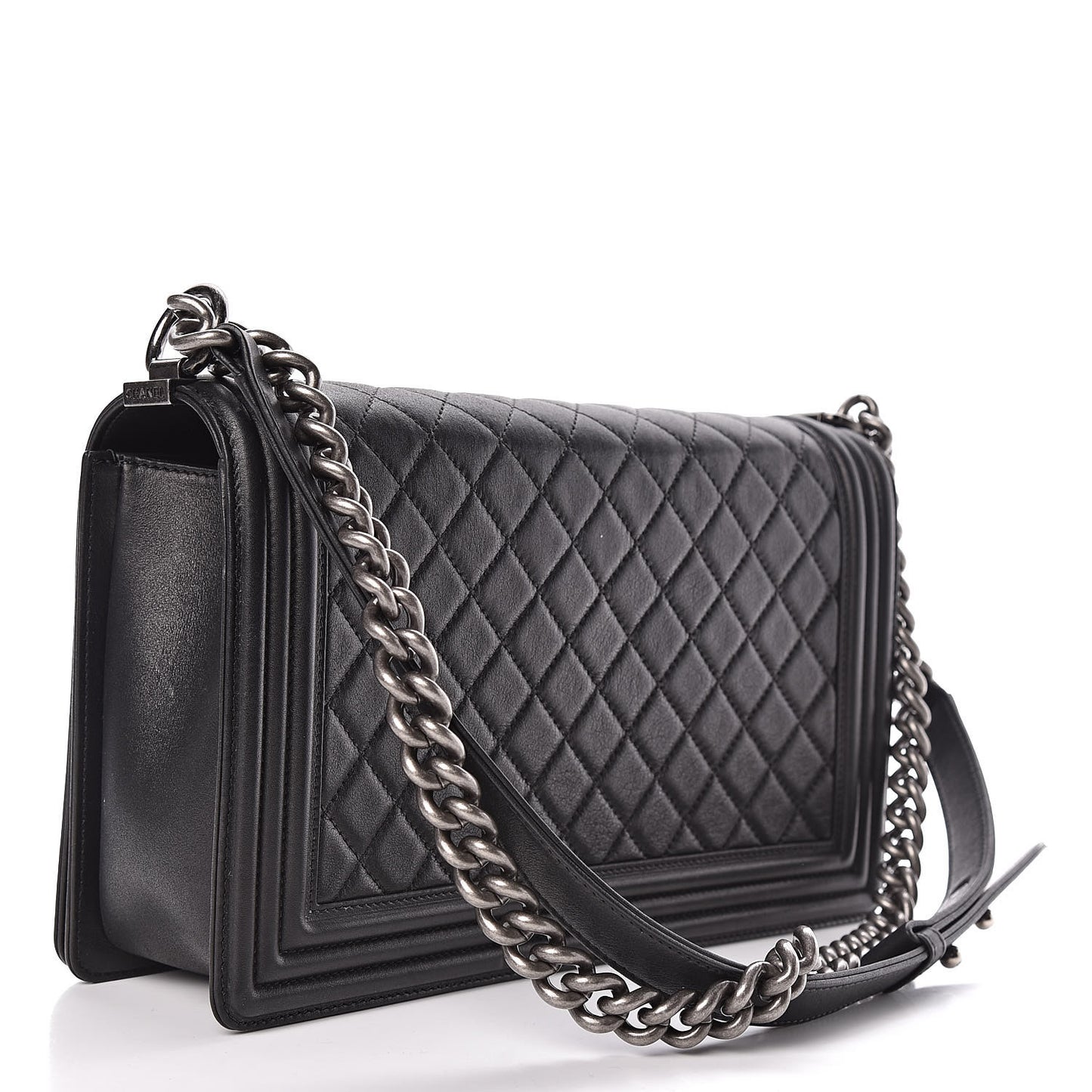 Calfskin Quilted New Medium Boy Flap Black