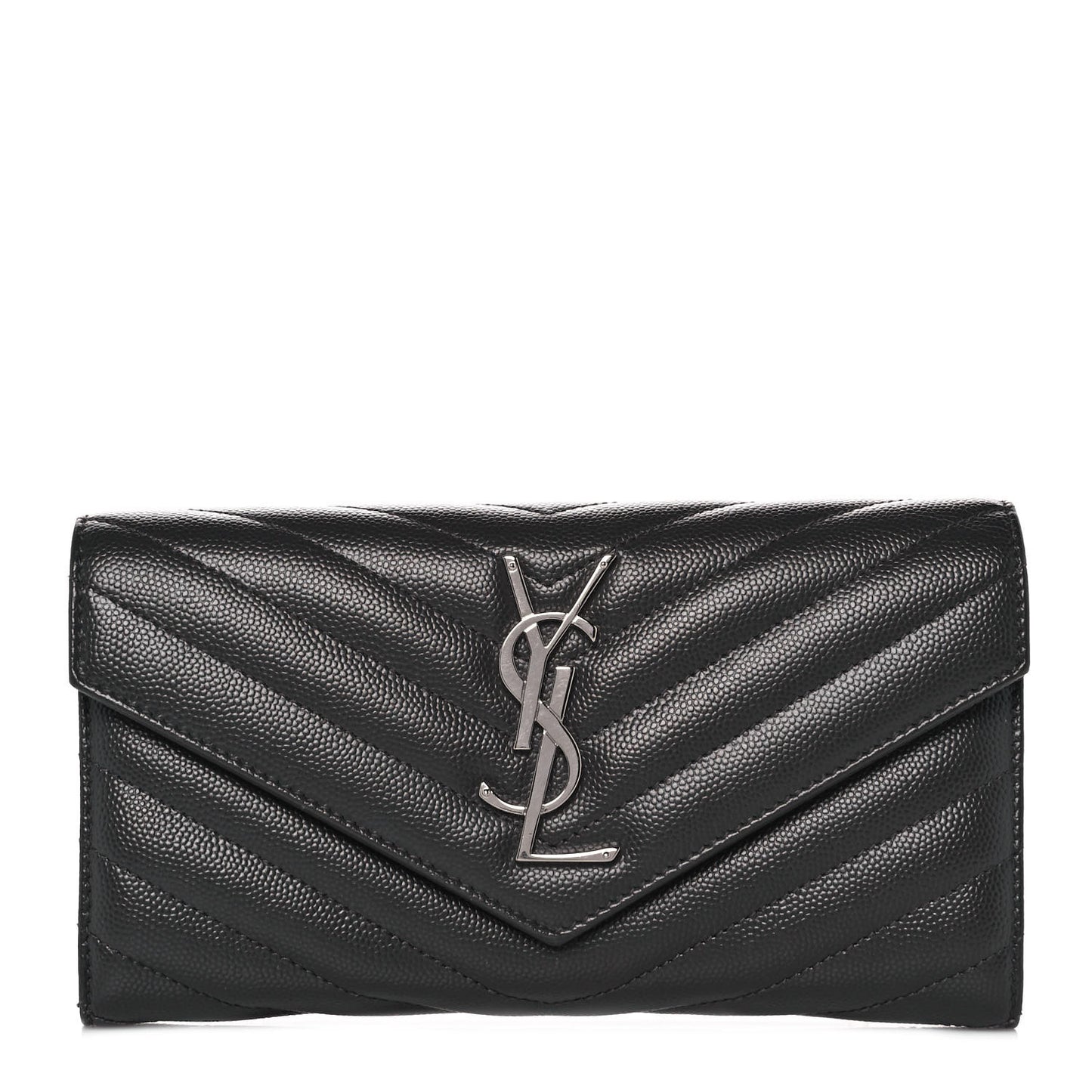 Grain De Poudre Matelasse Chevron Monogram Flap Wallet Coal