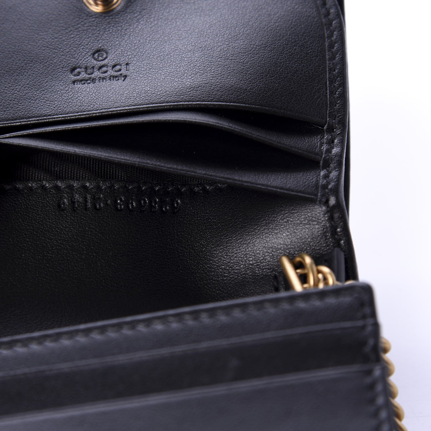 Gucci Calfskin Matelasse GG Marmont Mini Wallet On Chain Black 9 of 10