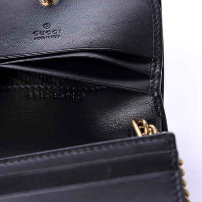 Gucci Calfskin Matelasse GG Marmont Mini Wallet On Chain Black 9 of 10